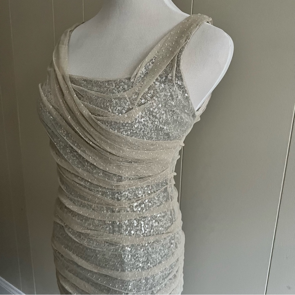 Express Silver Sequin Mesh Mini Dress – Size 6 - Picture 3 of 16